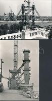 cca 1962-1963 Budapest, az Erzsébet híd építése, 6 db vintage fotó, 12x9 cm és 14x9 cm