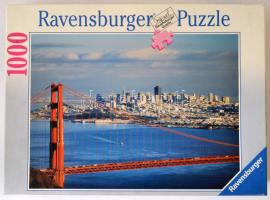 cca 2004 San Francisco a Golden Gate híddal, Ravensburger kirakó, 70x50 cm, megszámolatlan, eredeti papírdobozban, 27x37 cm.