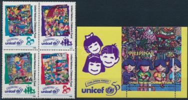 1996 UNICEF négyestömb Mi 2729-2732 + blokk Mi 104