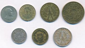 Vegyes 7db-os fémpénz tétel francia gyarmati országokból, közte Marokkó, Guinea, Nyugat-Afrika T:2,2...
