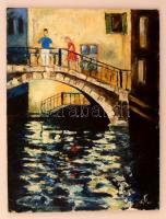 FK jelzéssel: Velencei turisták. Olaj, vászon, 44×34 cm