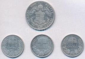 1869KB 1Ft Ag "Ferenc József" + 1893KB-1894KB 1K Ag (3x) T:2-,3 egyiken durva sérülés
Ada...