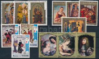1970-1972 Festmény motívum 13 klf bélyeg, közte sorok, 1970-1972 Paintings 13 stamps