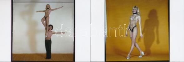 cca 1972 Akrobata táncospár a műteremben, 13 db korabeli negatívról készült mai nagyítás, 10x15 cm