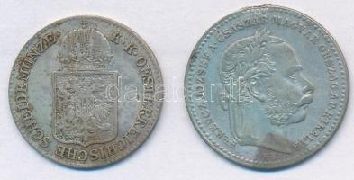 Vegyes: 1869KB 20kr Ag "Magyar Királyi Váltó Pénz" + Ausztria 1849A 6kr Ag T:2- fülnyom