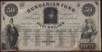 1852. Emigrációs "Kossuth bankó" New York 50$ Kossuth Lajos eredeti aláírásával T:II barna foltokkal RR!!