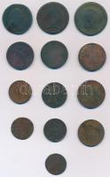 13db-os vegyes magyar és külföldi rézpénz tétel, főleg magyar verdejelű krajcárok T:2-,3,3-