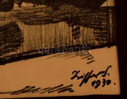 Ziffer Sándor (1880-1962): Bivalyok. Cinkográfia, papír, szakadással é gyűrődéssel, jelzett a nyomat...