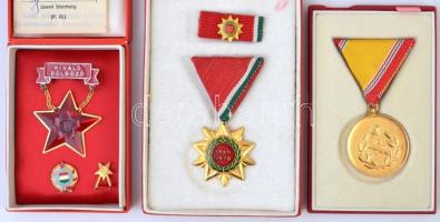 8db szocialista kitüntetés, jelvény tokban (közte sérült is), közte "Társadalmi tevékenységért ...