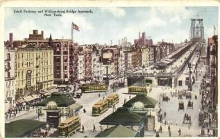 New York, Schiff Parkway and Williamsburg Bridge Approach, trams (EB)