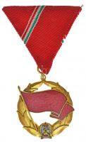 1954. "A Munka Vörös Zászló Érdemrendje" aranyozott, zománcozott Br kitüntetés mellszalagon, dupla függesztőkarikával T:2 1954. "Red Flag Order of Labour" gilt, enamelled Br deoration with ribbon, with double suspension ring C:XF NMK 595.