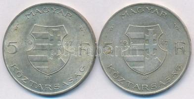 1947. 5Ft Ag "Kossuth" (2x) T:2,2- ph