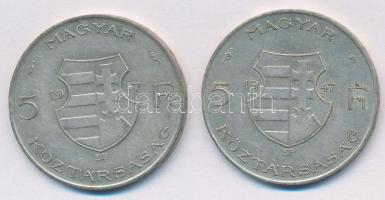 1947. 5Ft Ag "Kossuth" (2x) T:2-
