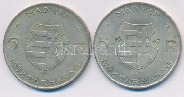 1947. 5Ft Ag "Kossuth" (2x) T:2,2-