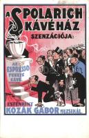 Budapest VIII. József körút 37-39, Spolarich Kávéház reklám / Hungarian café advertisement s: K. Bócz (fa)