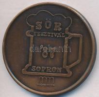 1987. "Sör Fesztivál Sopron / Soproni Ünnepi Hetek" Br emlékérem (42,5mm) + 1916. "1916. VII. 29" koronás Br emlékérem füllel (30mm) T:2