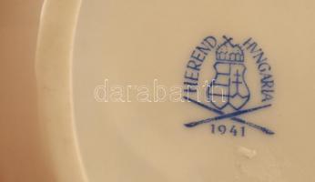 Herendi petrezselyemmintás tálka, kézzel festett, jelzett, lekopásokkal, 9,5×7,5 cm