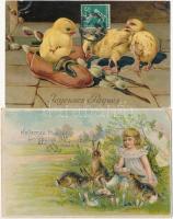 8 db húsvéti üdvözlőlap, köztük dombornyomott és litho / 8 Easter greeting cards, included Emb. litho