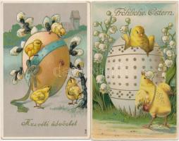 8 db húsvéti üdvözlőlap, köztük dombornyomott és litho / 8 Easter greeting cards, included Emb. lith...