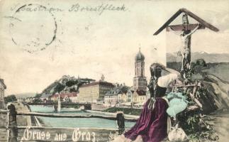 22 db RÉGI városképes lap, Ausztria: több Salzburg, Graz, Bécs / 22 pre-1945 town-view postcards, Au...