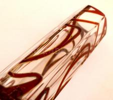 cca 1900 Szecessziós üvegváza "Stoószi Emlék", pác festett, formába fúvott, optis, kissé k...