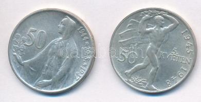 Csehszlovákia 1947. 50K Ag "Szlovák felkelés" + 1948. 50K Ag "Prágai felkelés harmadi...