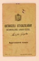 1931-32 Határszéli utiigazolvány határkerületbeli lakosok részére, Magyar-csehszlovák viszonylat, Bodrogközi járás, pecsétekkel, 16x10 cm.