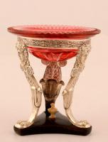 cca 1800 Empire stílusú ezüst fűszertartó, Ag., csiszolt üvegbetéttel, bruttó: 39gr., jelzés nélkül,...
