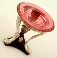 cca 1800 Empire stílusú ezüst fűszertartó, Ag., csiszolt üvegbetéttel, bruttó: 39gr., jelzés nélkül,...