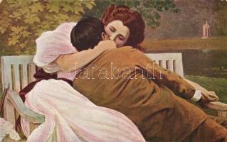 10 db RÉGI motívumos képeslap: romantikus párok / 10 pre-1945 motive postcards: romantic couple