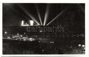 1938 Budapest XXXIV. Nemzetközi Eucharisztikus Kongresszus, tűzijáték, szentségmutató - 2 db képesla...