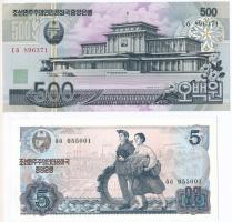 Észak-Korea 1978. 5W + 2007. 500W T:I,I- North Korea 1978. 5 Won + 2007. 500 Won C:UNC,AU