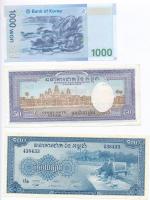 Vegyes Kambodzsa 1956-1975. 50R + 1956-1972. 100R + Dél-Korea 2007. 1000W T:I,I-,II
Mixed Cambodia ...