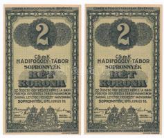 Sopronnyék / hadifogolytábor 1916. június 16. 2K római sorozat és arab sorszámmal (2x) sorszámkövető...