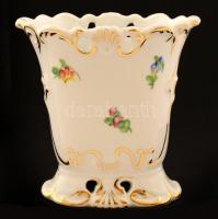Virágmintás Herendi váza, kézzel festett, jelzett, hibátlan, m: 11,5 cm
