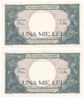 Románia 1943. 1000L (2x) sorszámkövetők T:I,I- Romania 1943. 1000 Lei (2x) sequential serials C:UNC,AU