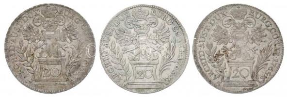 Ausztria 1765. 20kr Ag "Mária Terézia" Bécs (3xklf) klf csokorvariációk T:2,2- juszt., pat...