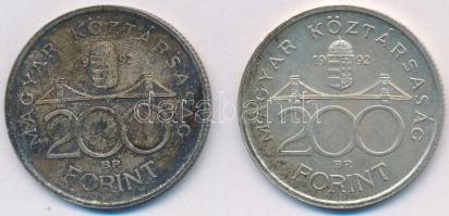 1992. 200Ft Ag "MNB" (2x) T:2 patina Adamo F13