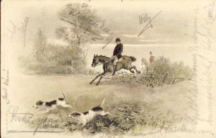 Hunting, horse and dogs Litho