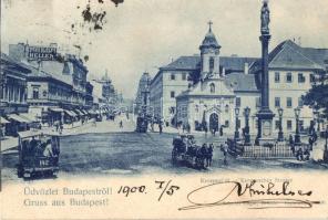 Budapest VIII. Kerepesi út, lóvasút, templom, Heller Mór üzlete (fa)