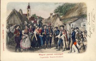 Hungarian peasant wedding Litho