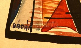 Kádár jelzéssel: Meditálás. Akvarell-tus, karton, 22×13 cm