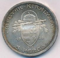 1938. 5P Ag "Szent István" T:2 patina