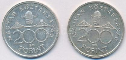 1992. 200Ft Ag "MNB" (2x) T:2 
Adamo F13