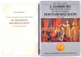 Dr. Sára János: A Habsburg uralkodók kora és pénzverése Magyarországon 1526-1918. Budapest, Magyar Éremgyűjtők Egyesülete, 1991. + Saltzer Ernő: A történelmi Magyarország területén fellelt 156 Árpádházi éremkincslelet összefüggő áttekintése. Bp., 1996, Szivodszki és Tsa. Kiadói papírkötésben