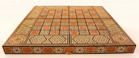 Intarziás fa sakk-,dáma-, osttábla, jó állapotban, 48×48 cm