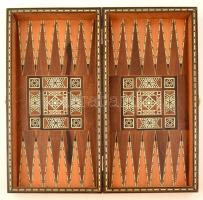 Intarziás fa sakk-,dáma-, osttábla, jó állapotban, 48×48 cm