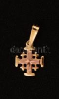 Arany (Au.) 14K jeruzsálemi kereszt medál, jelzett, 1×1 cm, nettó: 0,7 g /  Golden (Au.) 14K Jerusalem Cross pendant, marked, 1×1 cm, net weight: 0,7 g
