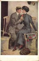 Romantic couple, art postcard, M. M. No. 834. s: Clarence F. Underwood