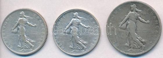 Franciaország 1904. 2F Ag + 1910. 1F Ag + 1919. 1F Ag T:2,2-
France 1904. 2 Francs Ag + 1910. 1 Fra...